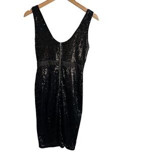 TFNC London Sequin Dress Black V Neck Party Formal Evening Size 8‎ Cocktail
